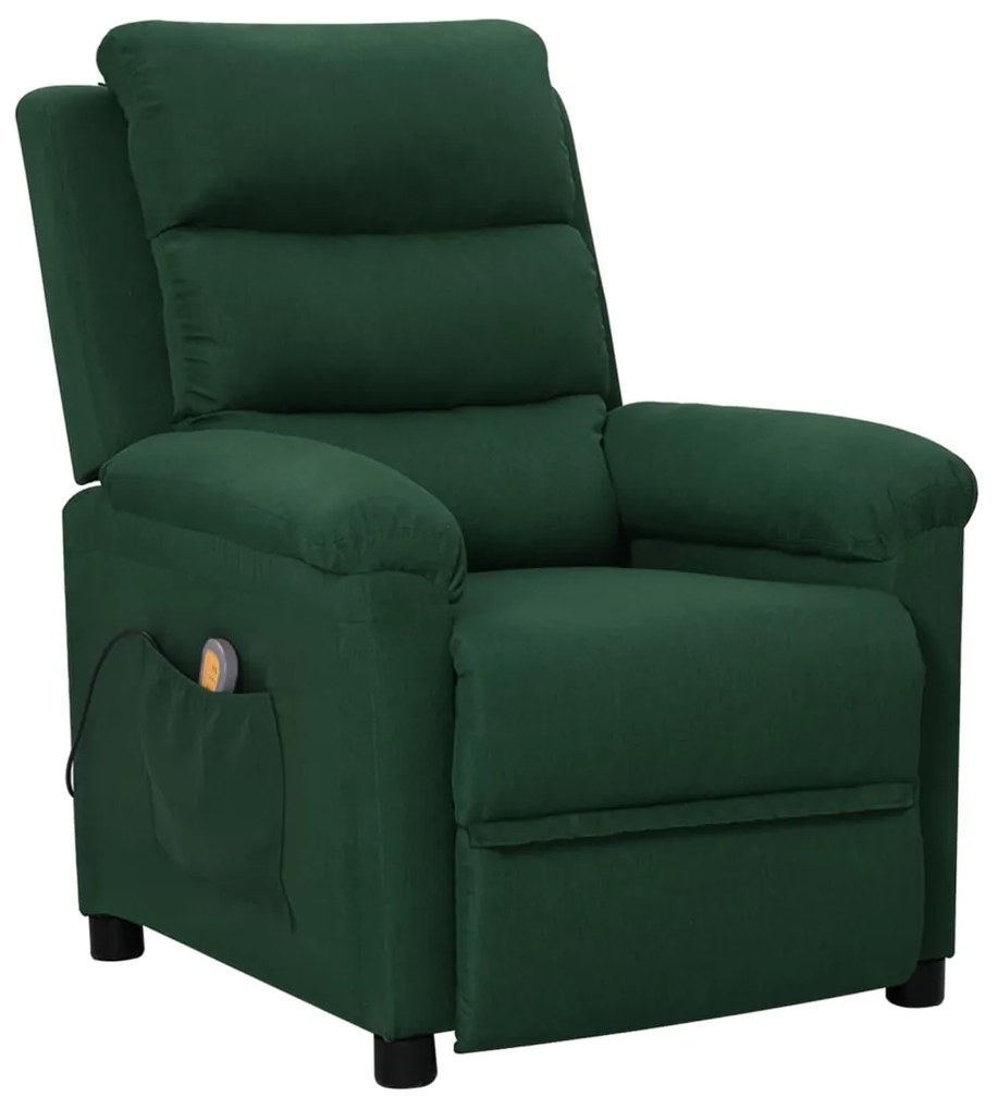 vidaXL Fotoliu de masaj, verde închis, material textil