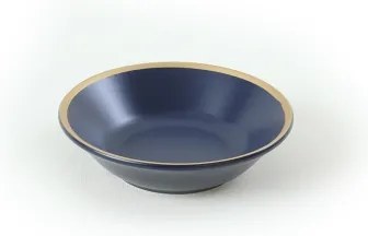 Set de veselă, 24 de piese, albastru/auriu/ceramică