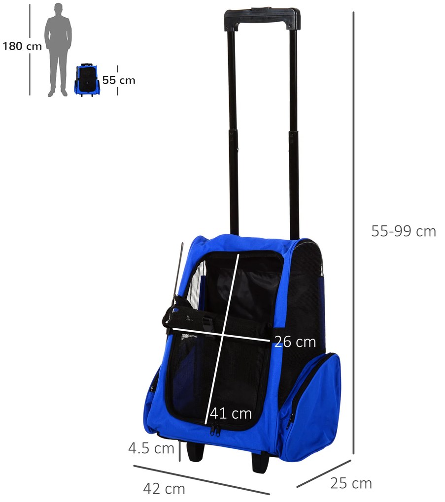 Rucsac transport animale mici PawHut, rezistent la apa, maner telescopic 36x30x49 | Aosom Romania