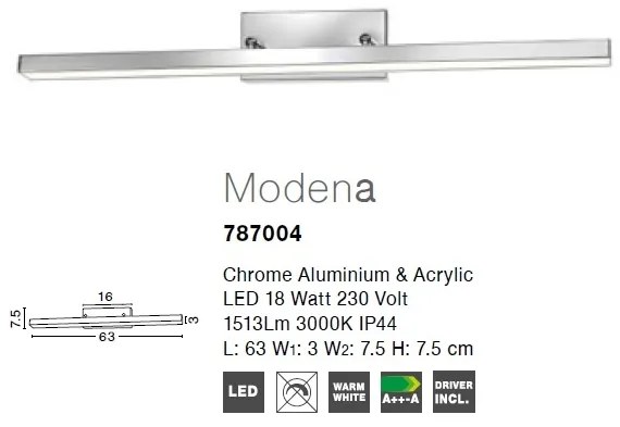 Aplica perete LED pentru baie IP44 Modena 18W NVL-787004