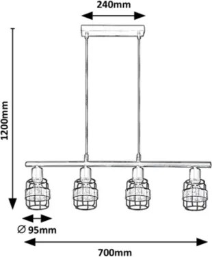 Lustră pe cablu INDIANA 4xE14/25W/230V Rabalux 5284
