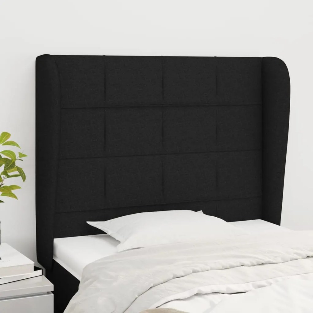 vidaXL Tăblie de pat cu aripioare, negru, 83x23x118/128 cm, textil