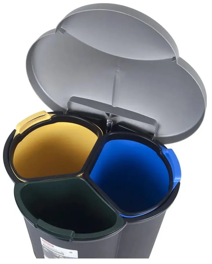 Coș de gunoi cu pedală pentru sortarea deșeurilor 17+17+6 l Trio - Curver