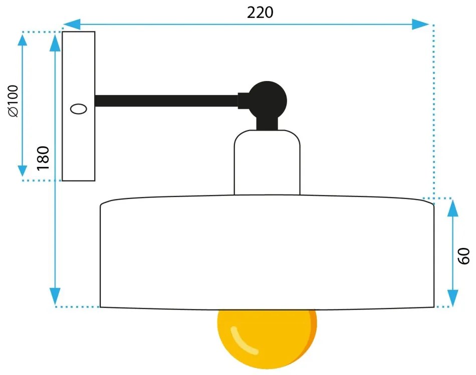 Lampă de perete Loft cu 1 punct de lumină