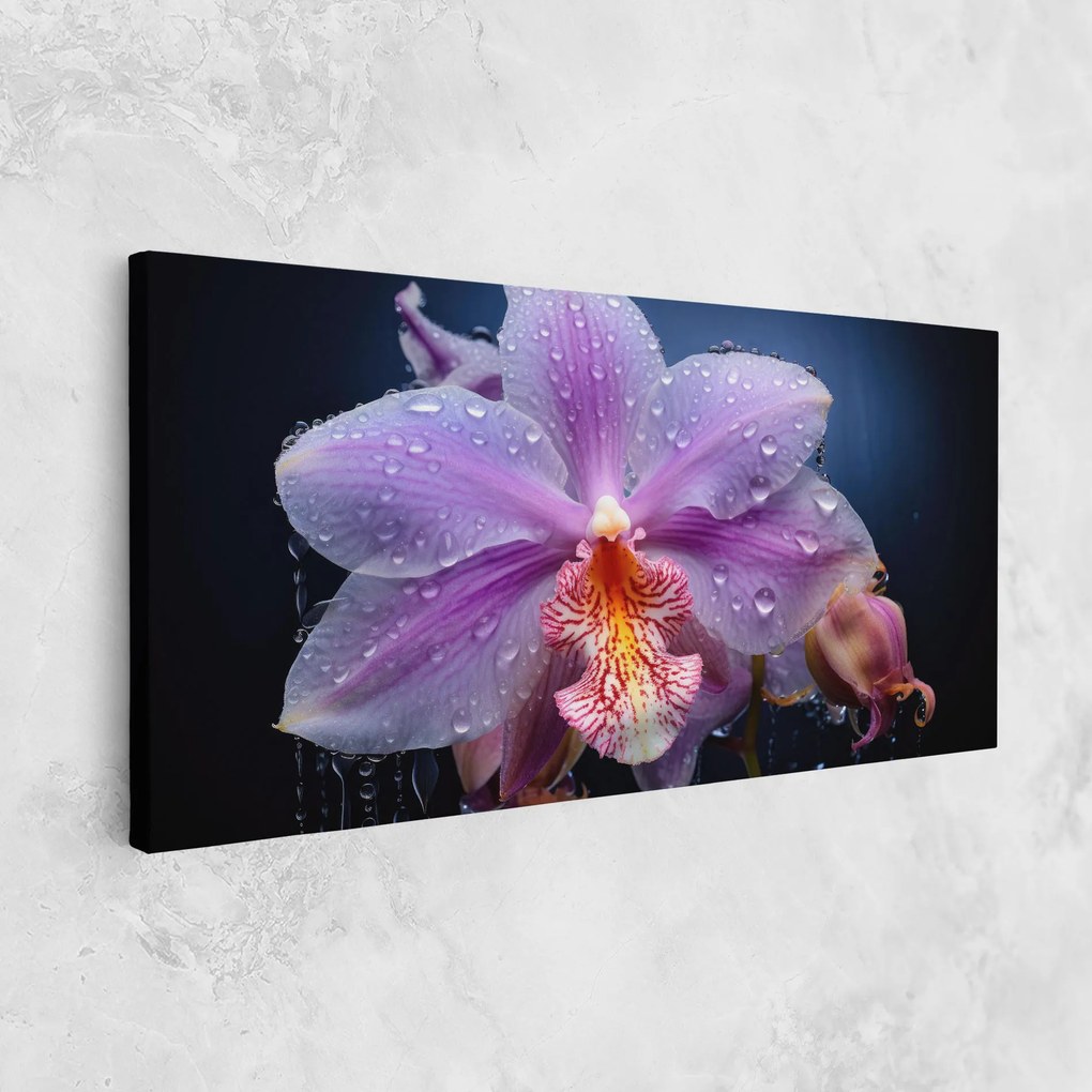 Tablou Canvas, 80x160cm, Dormitor si Living, Flori, Orhidee, Orchid In Rain