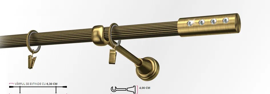 Galerie simpla striat ALLURE 19 mm - aur antic (Alege marime: 320 cm)