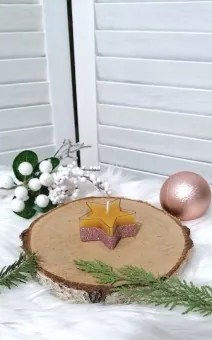Lumanare ceara Craciun stea - glitter roz