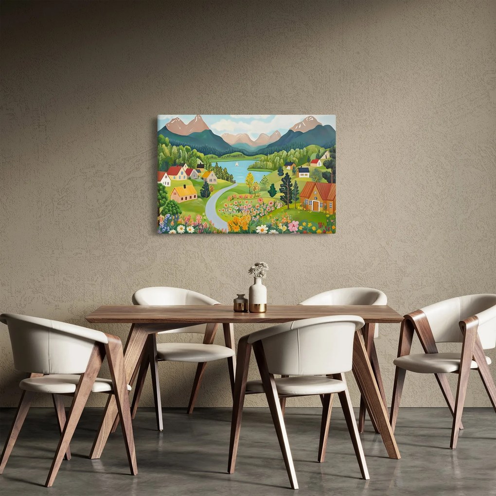 Tablou - Sat în Munți (90x60 cm)