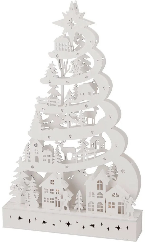 Pom de Crăciun luminos, 45 x 6 x 27 cm, 15LED-uri, lemn