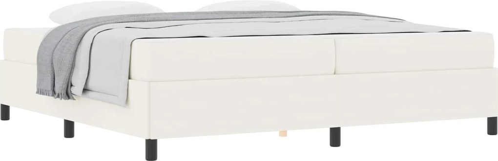 vidaXL Cadru de pat cu saltea Crem 200 x 200 cm țesătură