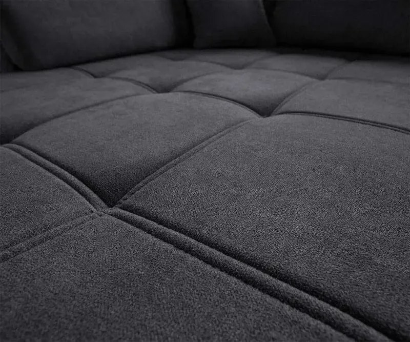 Colțar extensibil dumonde cu ladă de depozitare si sezut confortabil din spuma high-density, Loana Enjoy Grafit 270x185 cm