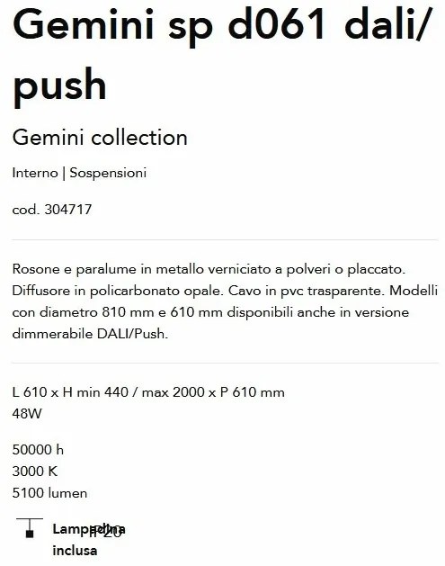 Lustra LED suspendata design circular Gemini sp d061 dali/push negru
