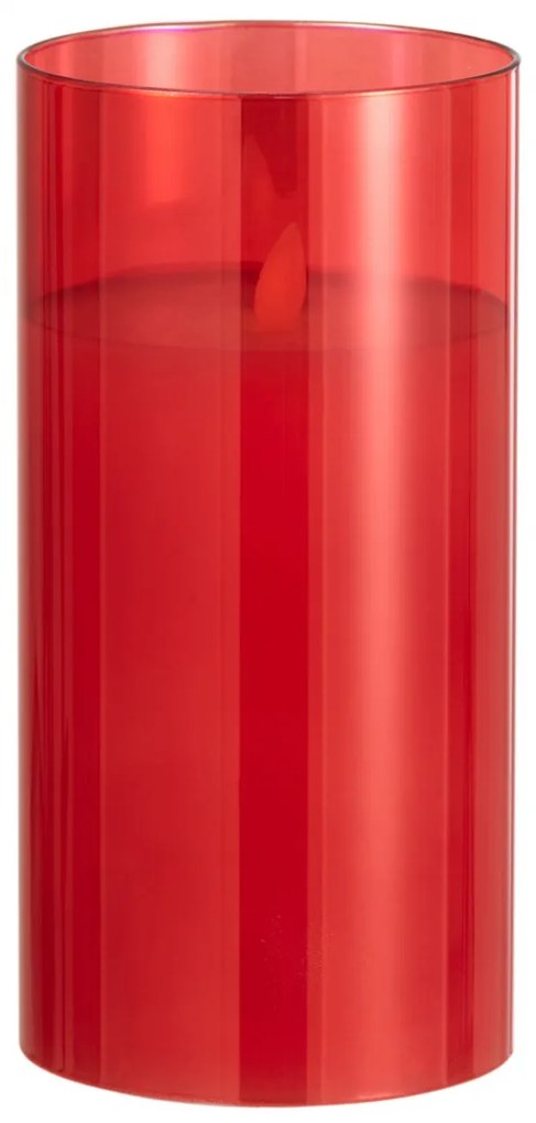 Lumanare LED, Sticla, Rosu, 10x10x20 cm