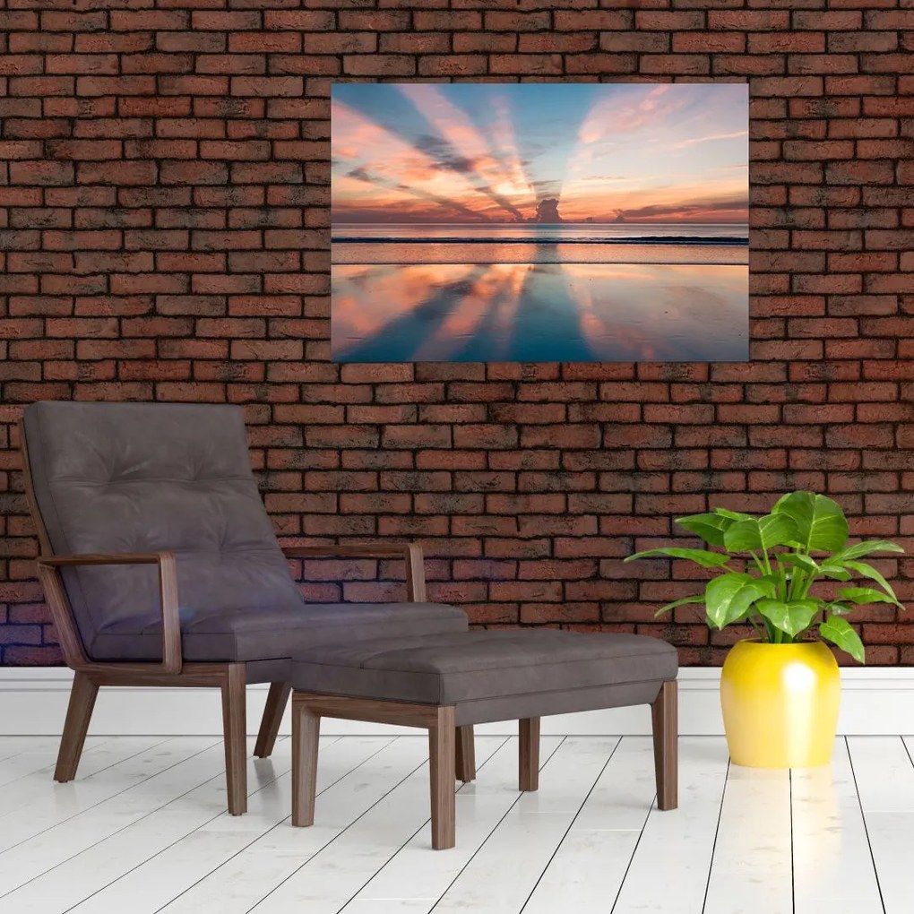 Tablou cu razele solare deasupra plajei Dayton (90x60 cm)