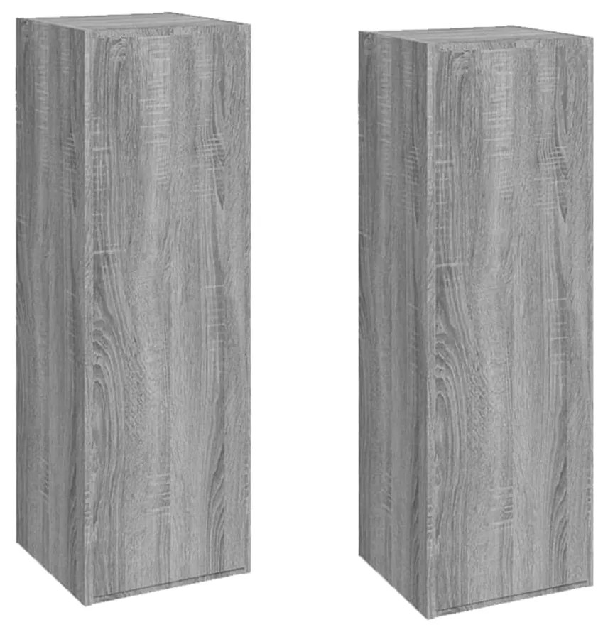 815750 vidaXL Comode TV, 2 buc., gri sonoma, 30,5x30x90 cm, lemn prelucrat