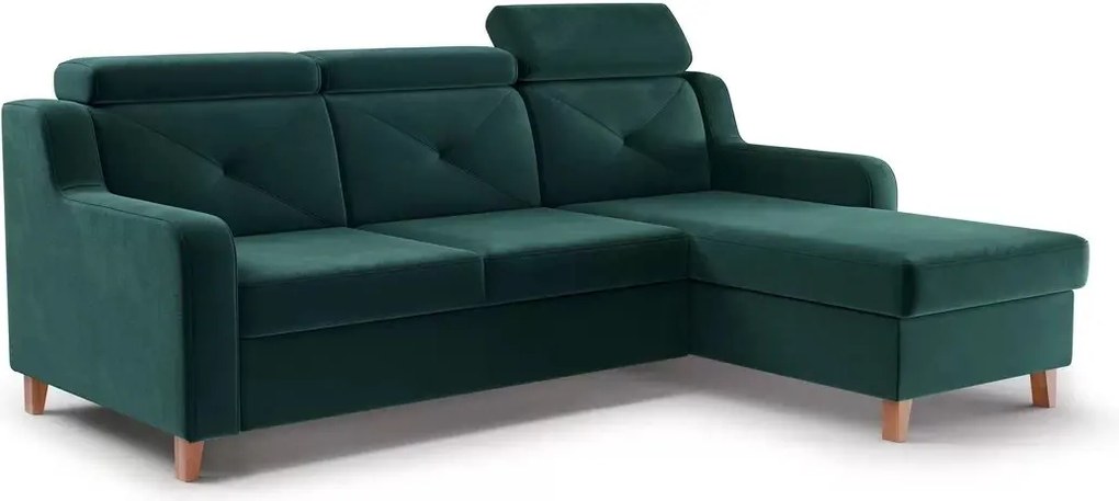 Colțar extensibil Laksaro dreapta - velur verde Trinity 28