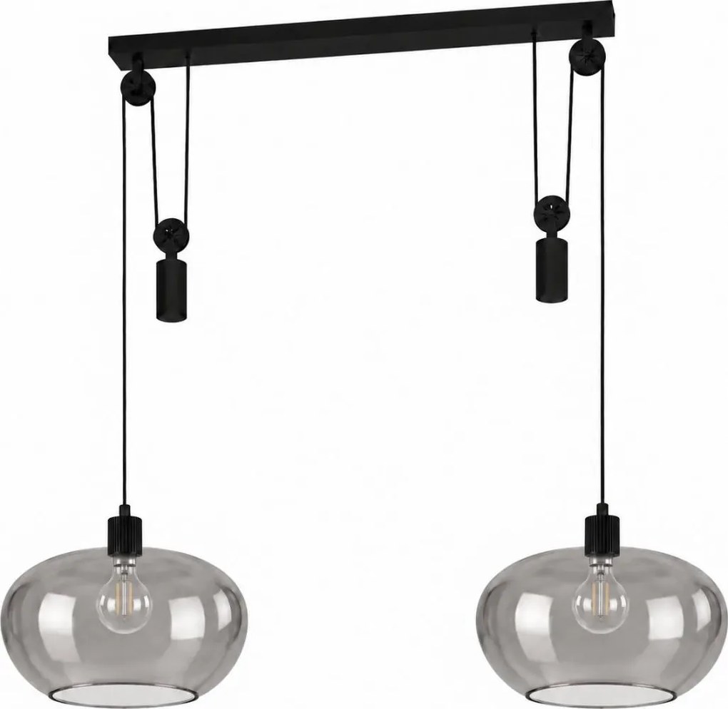 BRILAGI - lustră LED suspendată pe cablu RETRO GLASS 2xE27/40W/230V negru/gri fumuriu