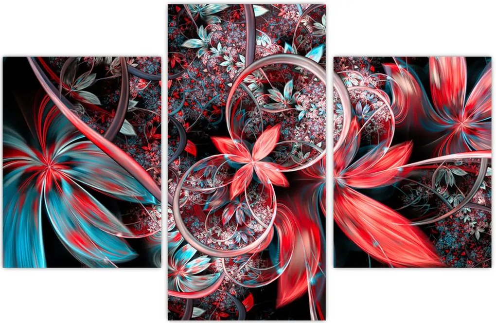 Tablou abstract cu flori exotice (90x60 cm)