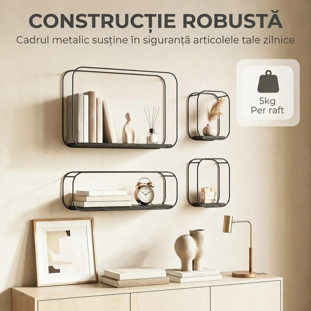 HOMCOM rafturi suspendate perete, rafturi decorative moderne | Aosom Romania