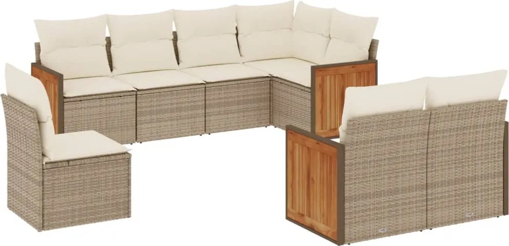 vidaXL Set canapele de grădină, 8 piese, cu perne, bej, poliratan