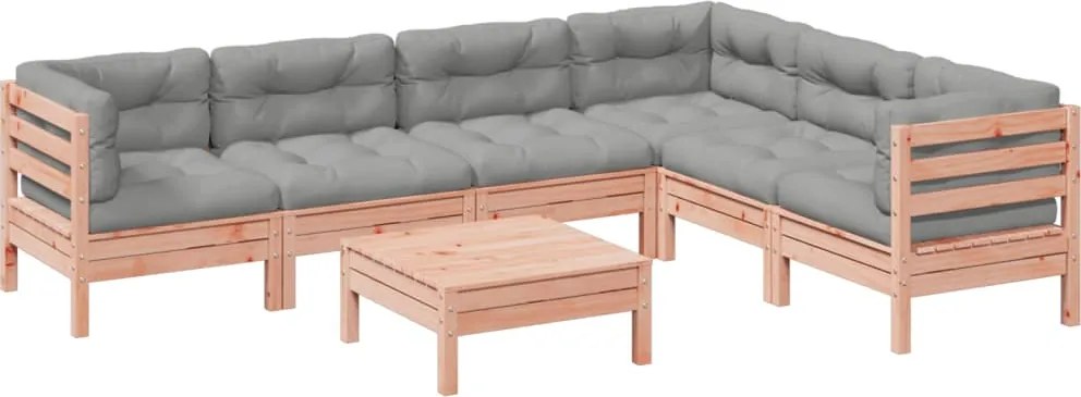vidaXL Set canapele grădină cu perne, 7 piese, lemn masiv brad douglas