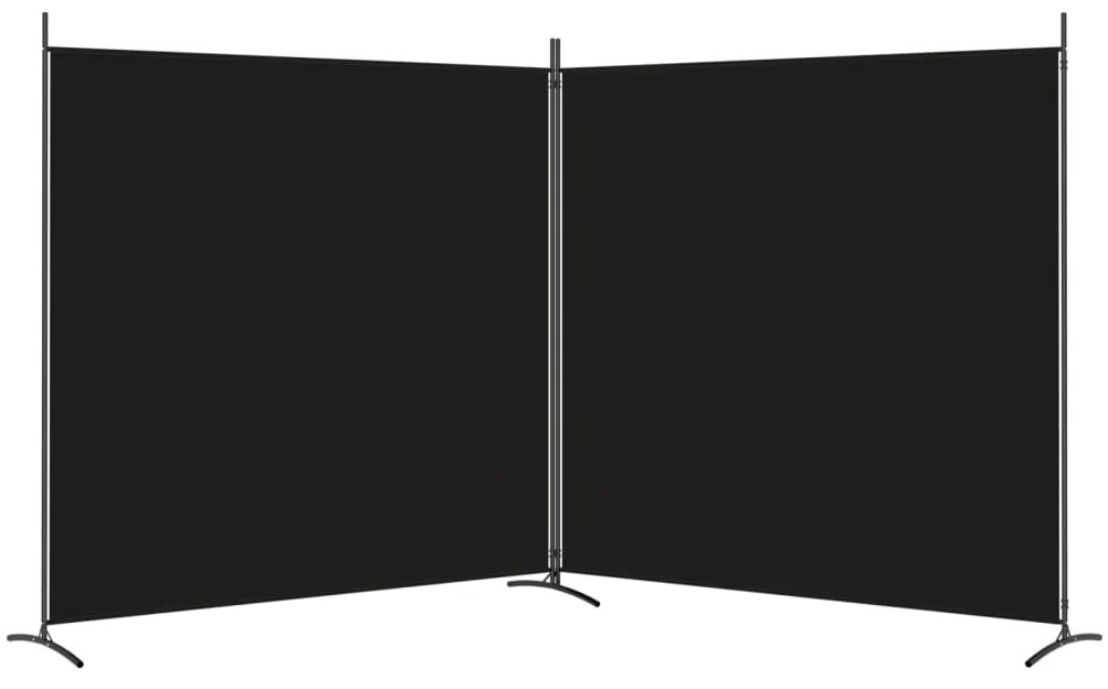 Paravan de cameră cu 2 panouri, negru, 348x180 cm, textil