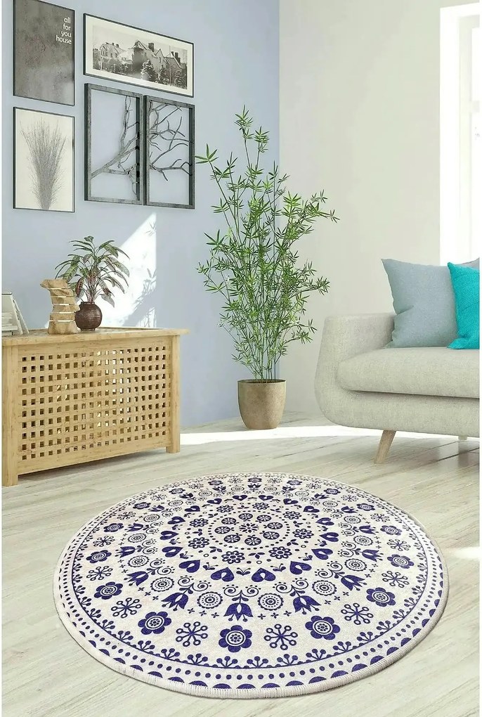 Covor VENICE, 100x100 cm, forma rotunda, tesatura de catifea/poliester