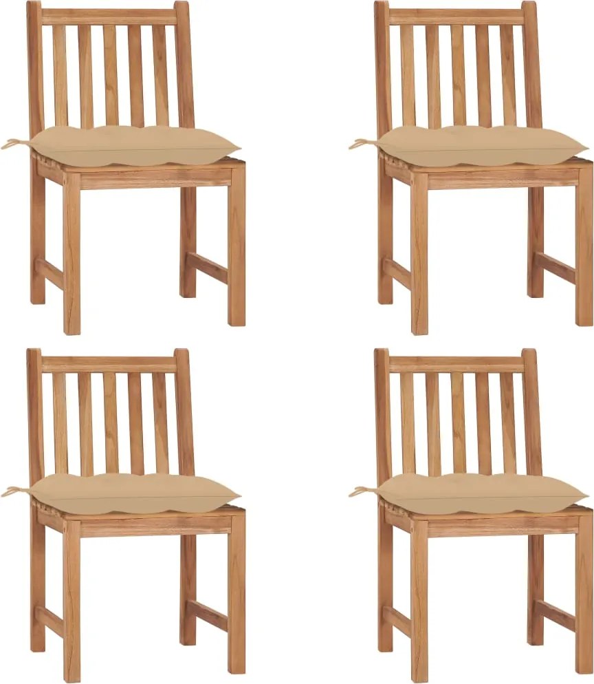 vidaXL Scaune de grădină cu perne, 4 buc., lemn masiv de tec