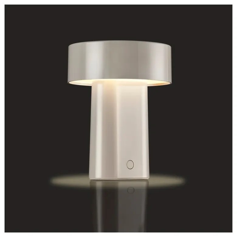 Veioză grej LED din plastic (înălțime 18 cm) Oblong – Zone