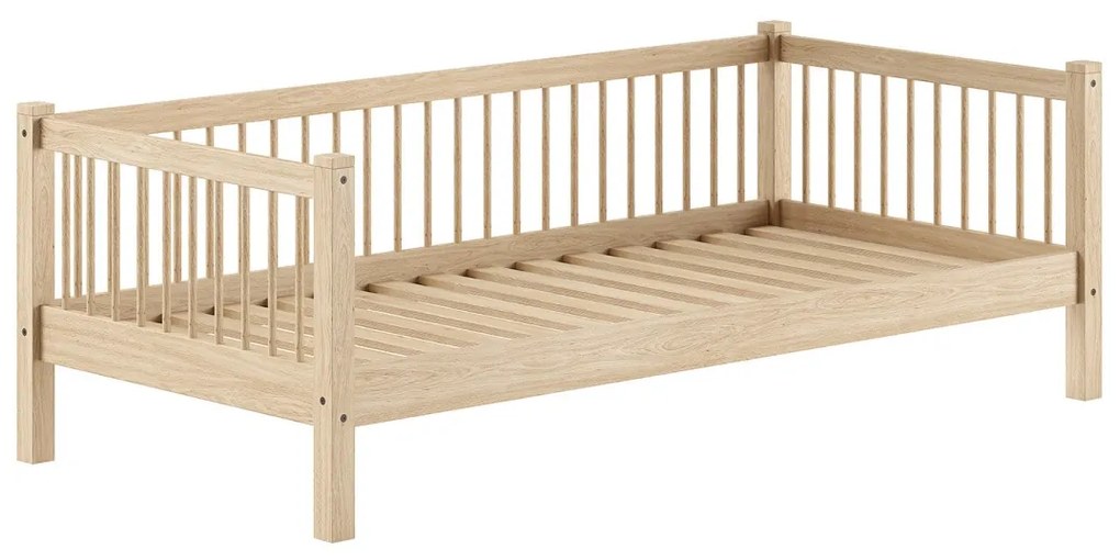 Pat Cabină Forrest Beech 90x200 cm, pentru Camera Copii, din Lemn de Fag, cu Sertar și Bară de Siguranță – Vipack