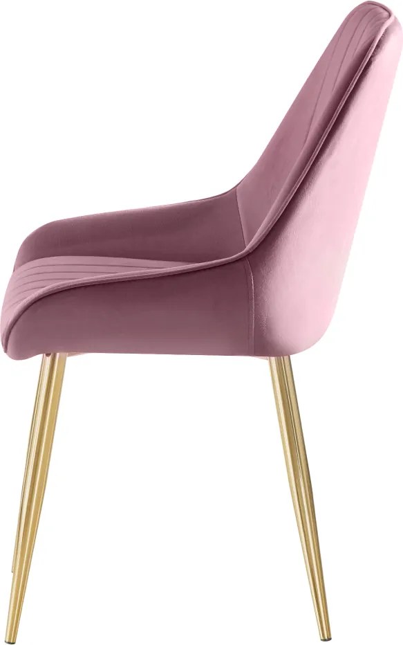 Scaun de dining, roz ţesătură Velvet/gold crom-auriu, PERLIA