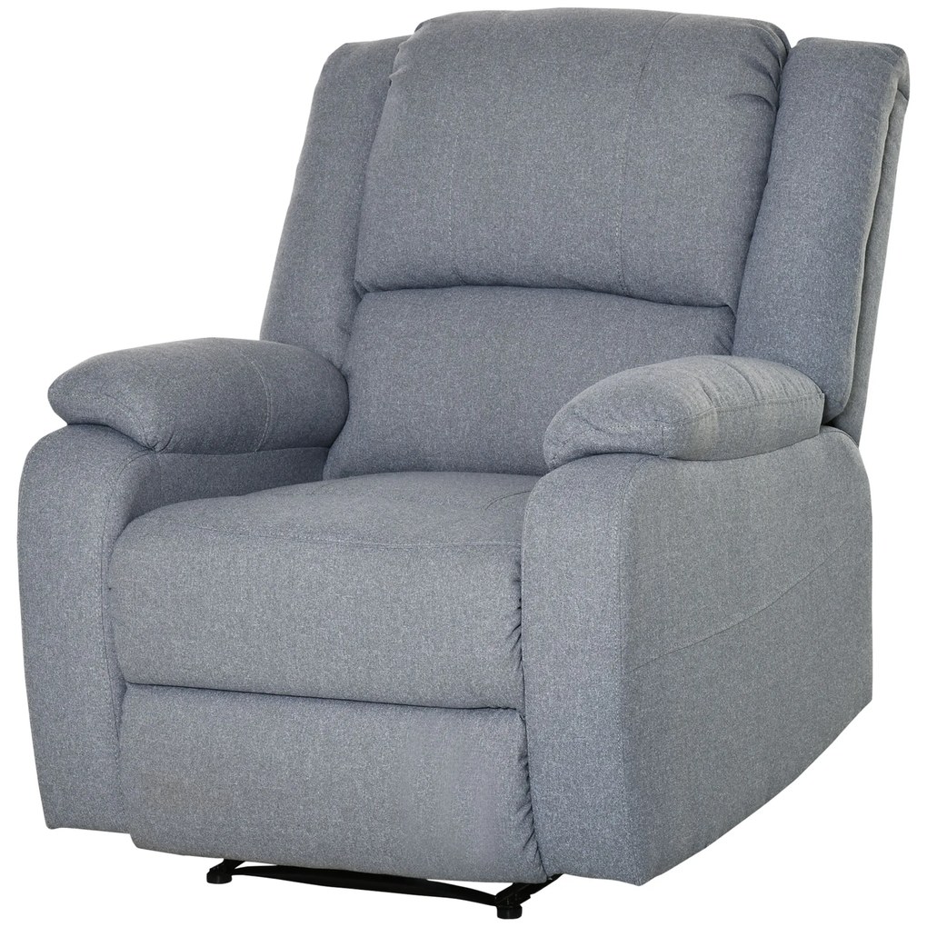 HOMCOM Relaxsessel Manual Fotoliu de televizor cu funcție de întindere, aspect de in, fotoliu TV cu mâner lateral, suport de picioare, capacitate de încărcare de până la 150 kg, pentru sufragerie, Gri deschis | Aosom Romania