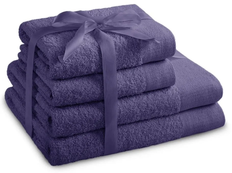 Prosoape de baie mov 4 buc. din bumbac din frotir Amari – Restilo