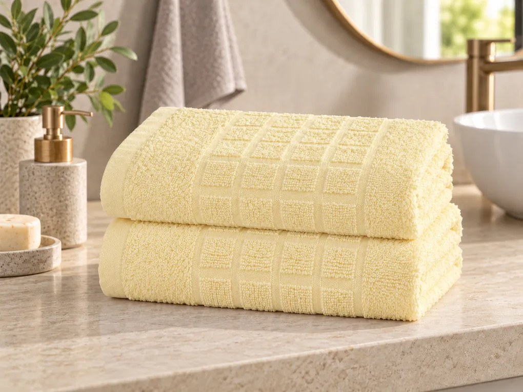 2x prosop SOFT 70x140 cm crem, 100% bumbac