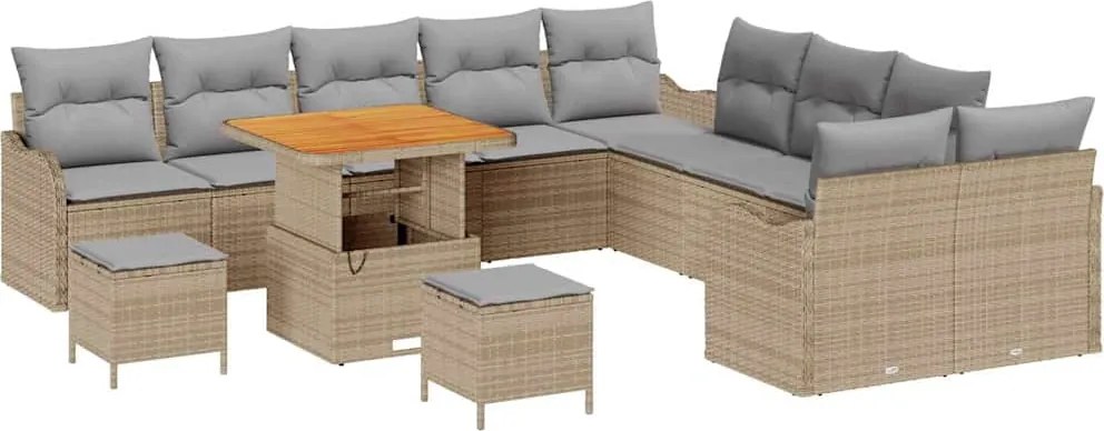 vidaXL Set de canapele pentru grădină 13 pcs Bej poliratan