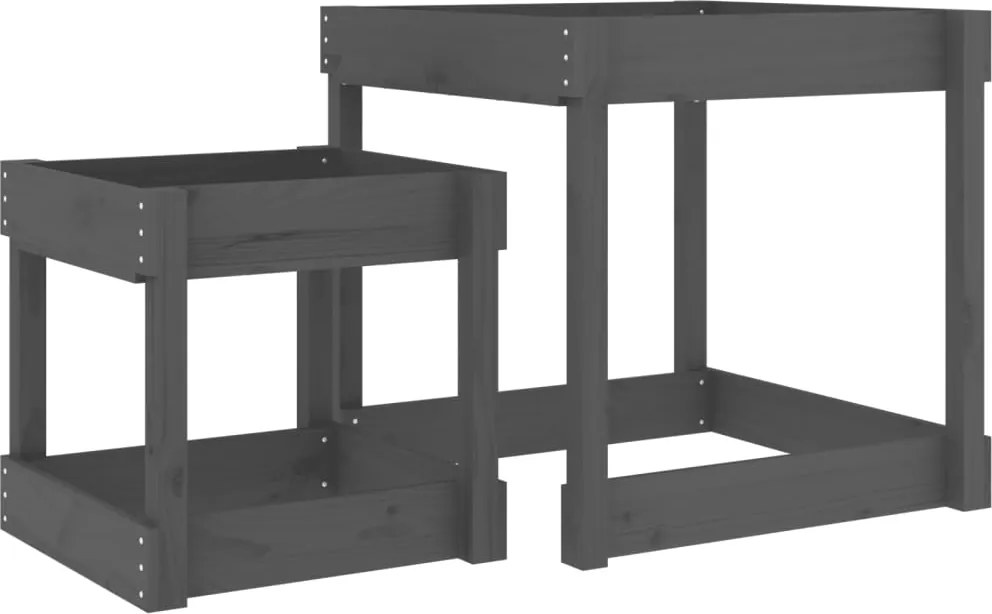 vidaXL Mese pentru nisip, 2 buc., gri, lemn masiv de pin