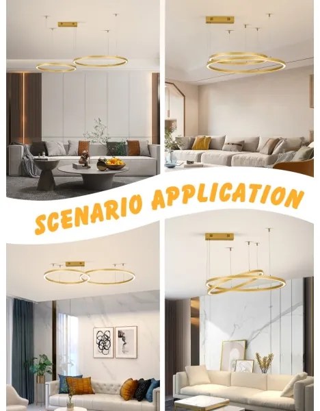 Lustră LED dimabilă Immax NEO 07218L FINO 93W/230V 60/80 cm auriu Tuya + telecomandă