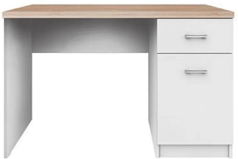 Masă PC 1D1S, PAL melaminat, alb/stejar sonoma, TOPTY