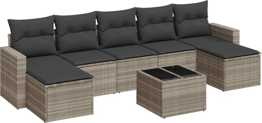 vidaXL Set mobilier de grădină cu perne, 8 piese gri deschis poliratan
