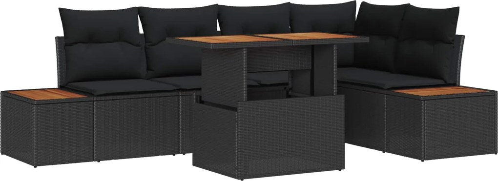vidaXL Set de masă pentru grădină cu pernă 6 pcs Negru și Maro