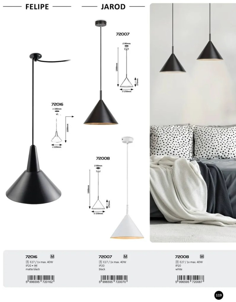 Pendul design industrial Jarod alb