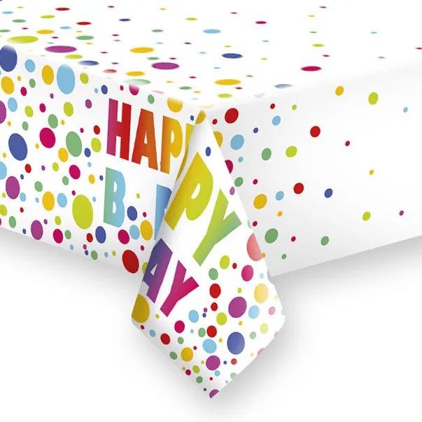 La mulți ani Dots Față de masă din hârtie Happy Birthday 120x180 cm