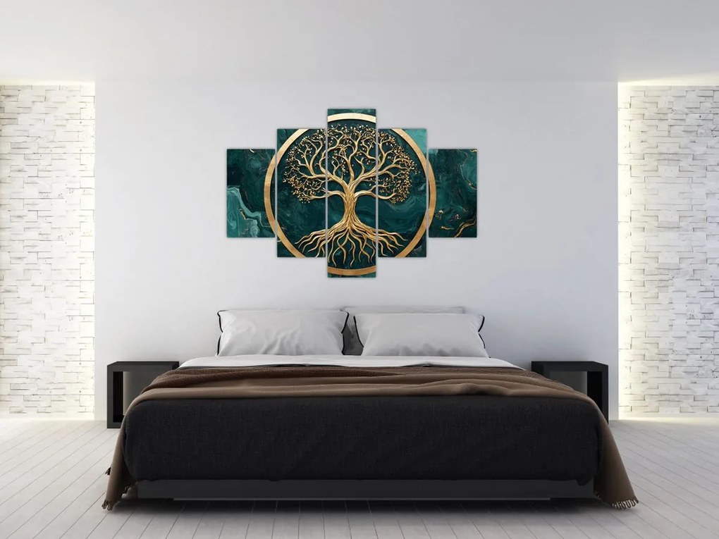 Tablou – Arborele vieții auriu în marmură (150x105 cm)