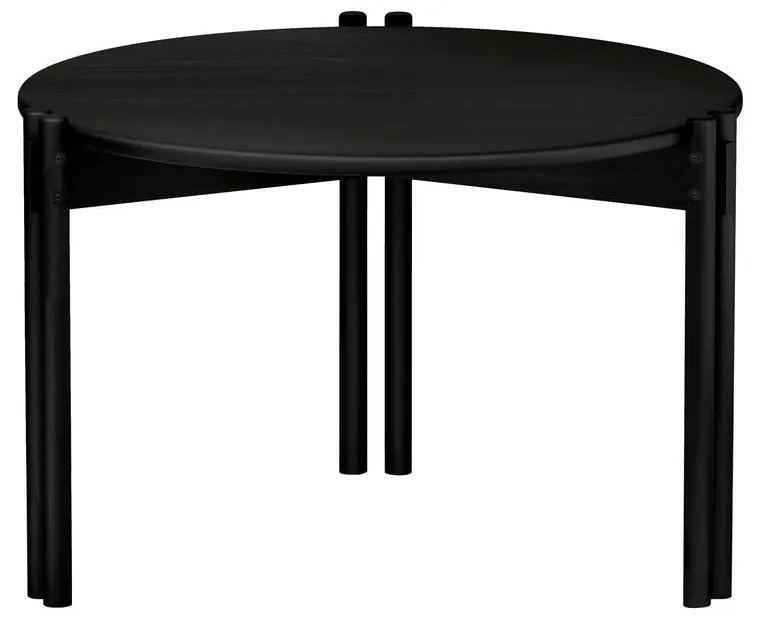 Măsuță de cafea neagră rotundă din lemn masiv de pin ø 60 cm Sticks – Karup Design