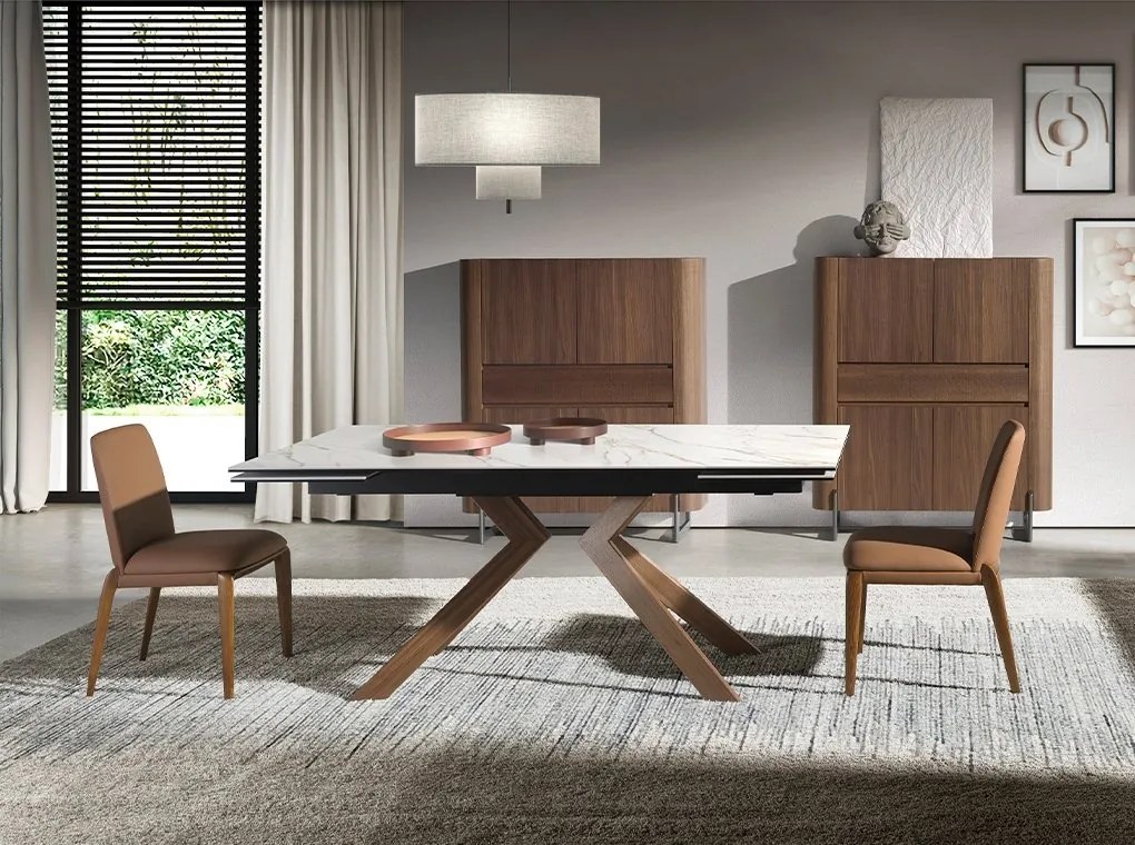 Masa extensibila deosebita design LUX Walnut-Marble 180-260x90cm