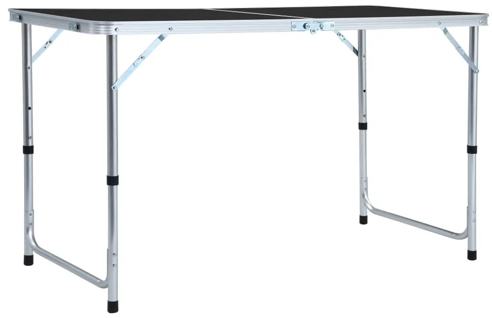 vidaXL Masă de camping pliabilă, gri, 120 x 60 cm, aluminiu