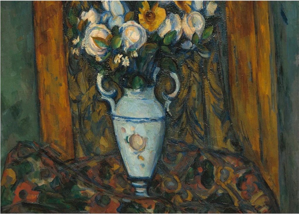 Tablou pe sticlă - Paul Cézanne, Vase of Flowers, reproducere (70x50 cm)