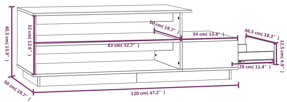 Masuta de cafea, alb, 120x50x40,5 cm, lemn masiv de pin