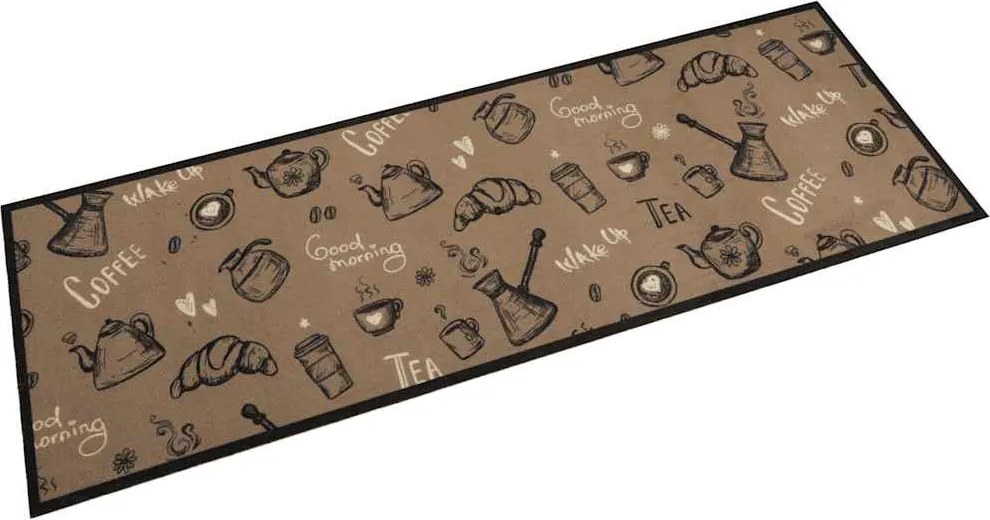 vidaXL Covor de bucătărie lavabil Morning, maro, 60x180 cm, catifea