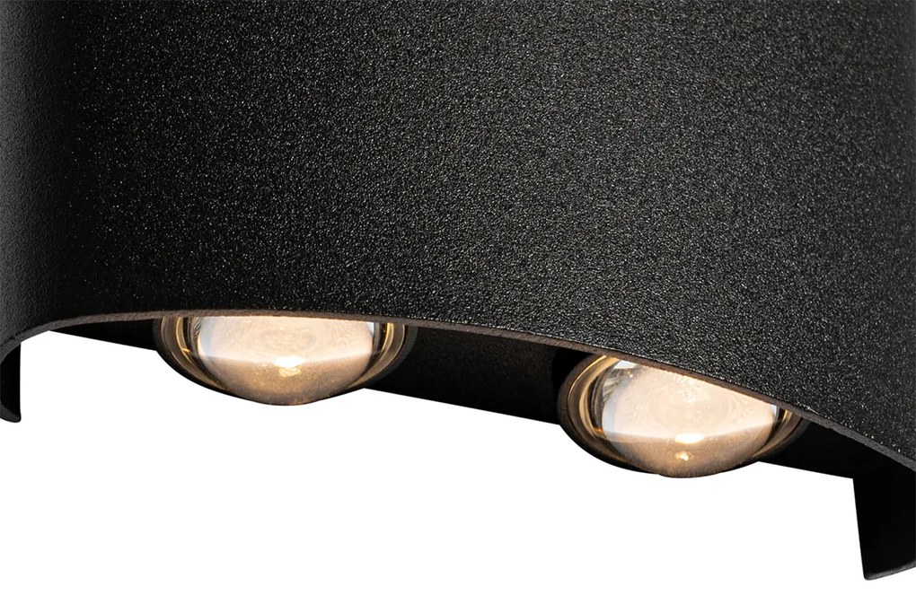 Aplică de perete exterioară neagră incluzând LED 4 lumini IP54 - Silly